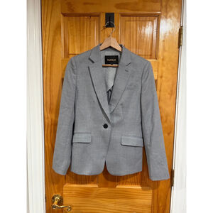 Paul Stuart Gray Wool Tailored Blazer Jacket Classic One Button Workwear Size 6